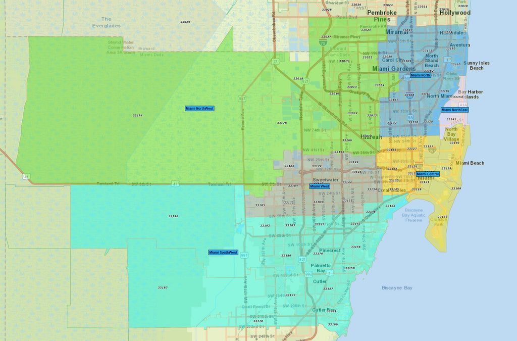 RealZips GeoData Miami Florida Neighborhoods by Zip RealDatasets
