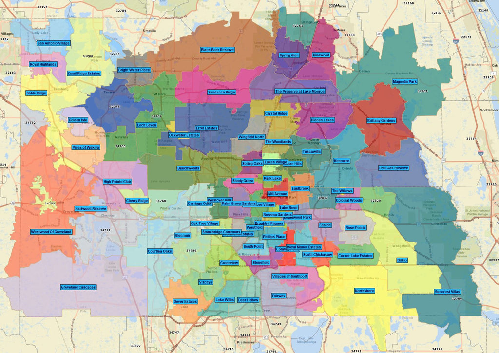 Realzips Geodata - Orlando Fl Neighborhoods - By Zip – Realdatasets