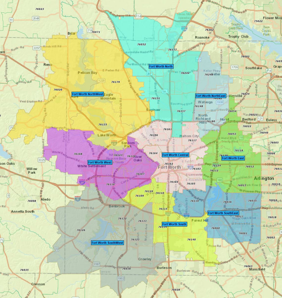 76101 Zip Code Map RealZips GeoData - Fort Worth Texas Neighborhoods - by Zip – RealDatasets
