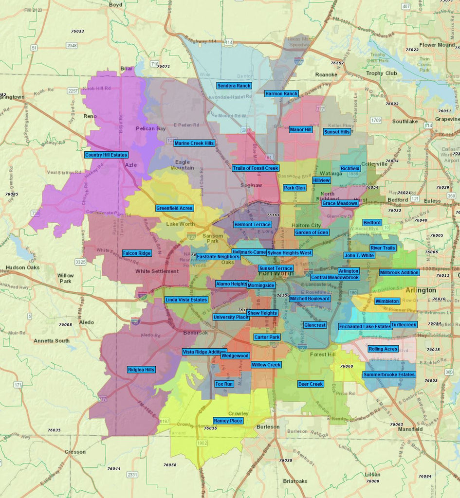 76101 Zip Code Map RealZips GeoData - Fort Worth Texas Neighborhoods - by Zip – RealDatasets