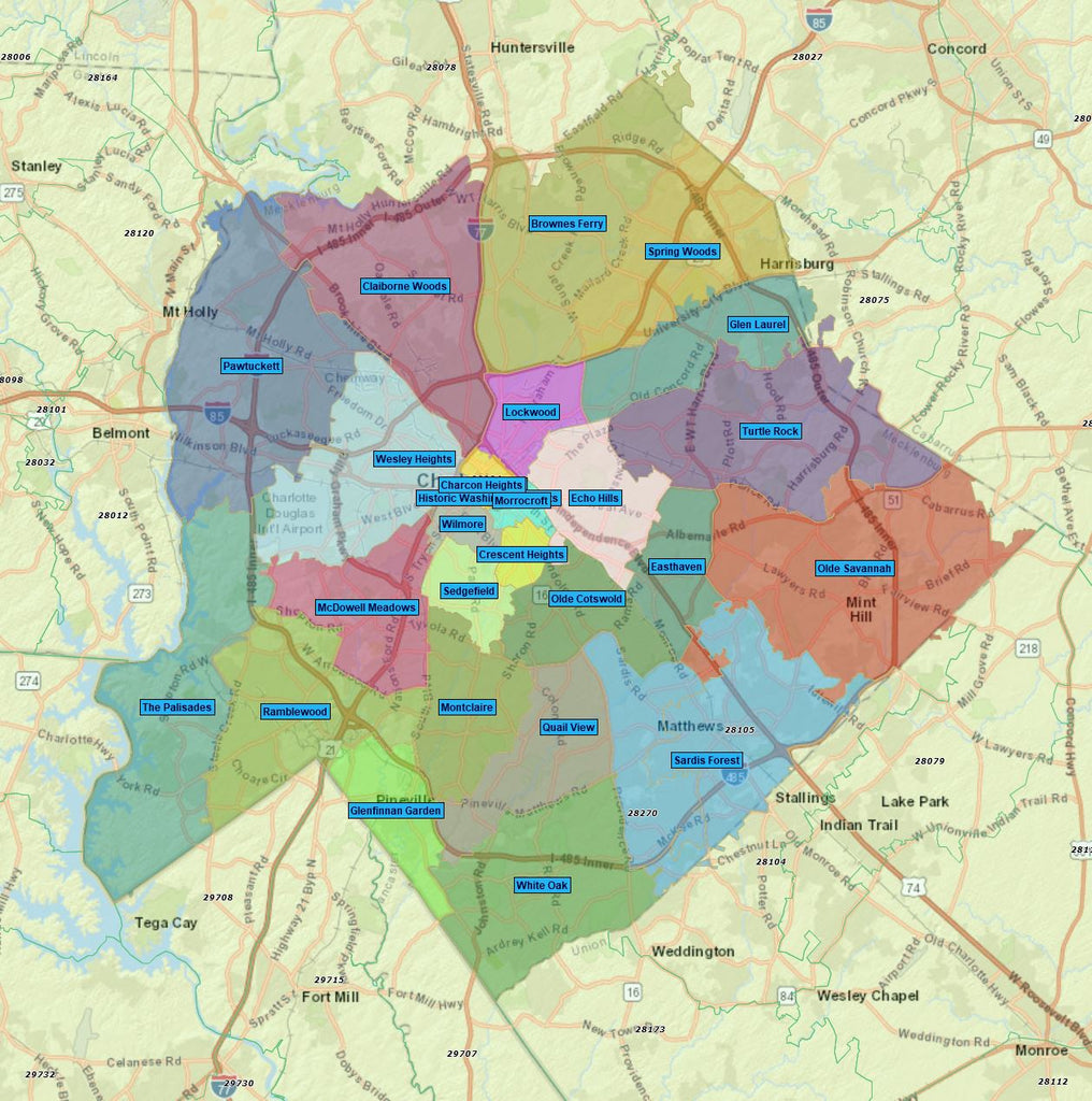 RealZips GeoData - Charlotte North Carolina Neighborhoods - by Zip ...