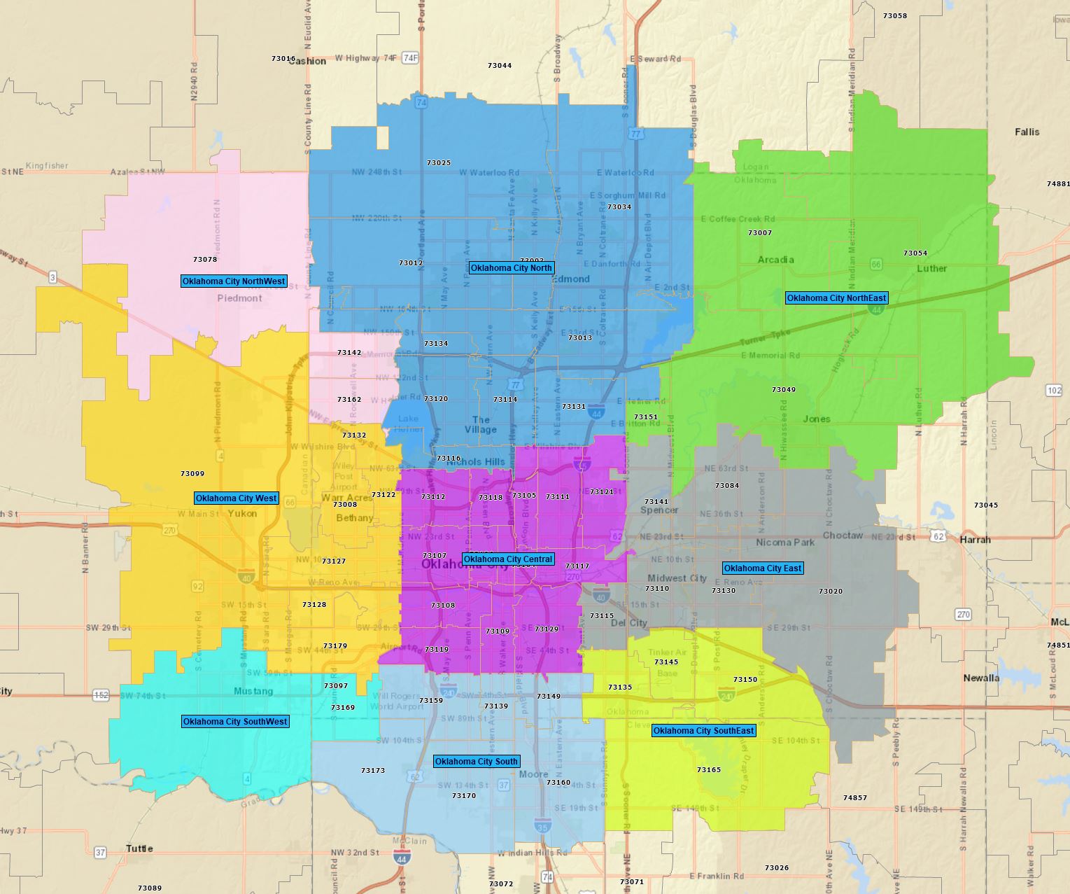 Oklahoma City OK Neighborhoods - by Zip – RealDatasets