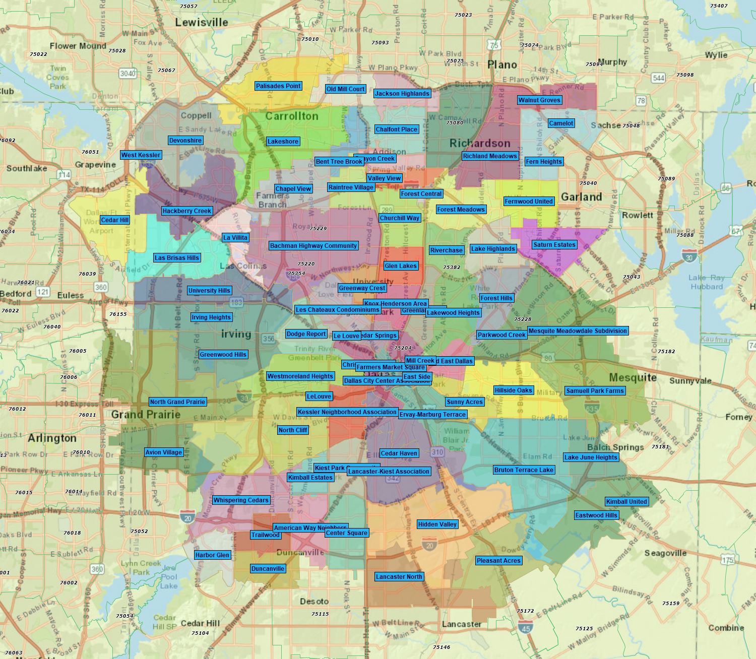 RealZips GeoData - Dallas Texas Neighborhoods - by Zip – RealDatasets