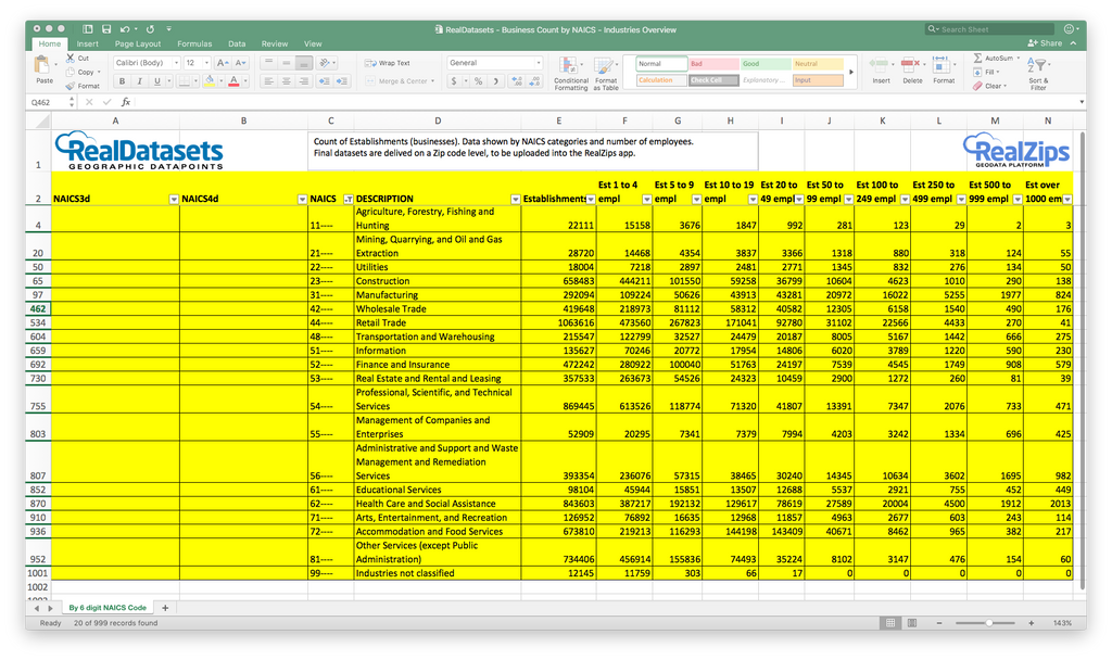 Business Count by NAICS - Industries Overview – RealDatasets