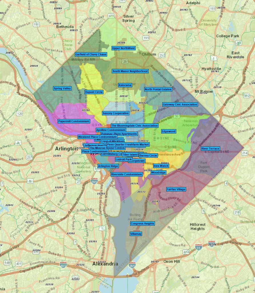 RealZips GeoData - Washington DC Neighborhoods - by Zip – RealDatasets